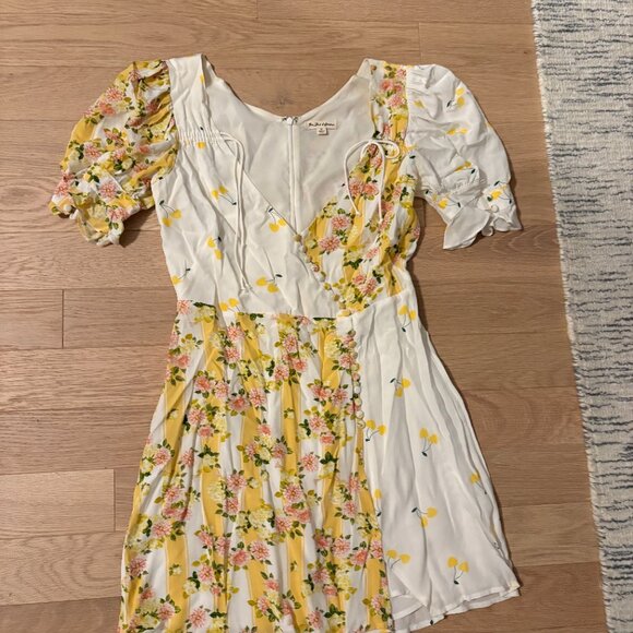 For Love and Lemons Savannah Puff Sleeve Mini Dress Lemons Size M - Picture 3 of 5